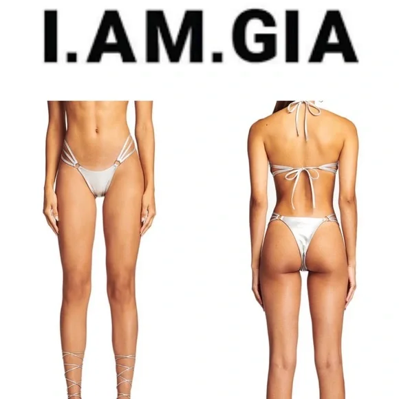 Swim Newhalina Iamgia Silver Bikini Bottoms Poshmark